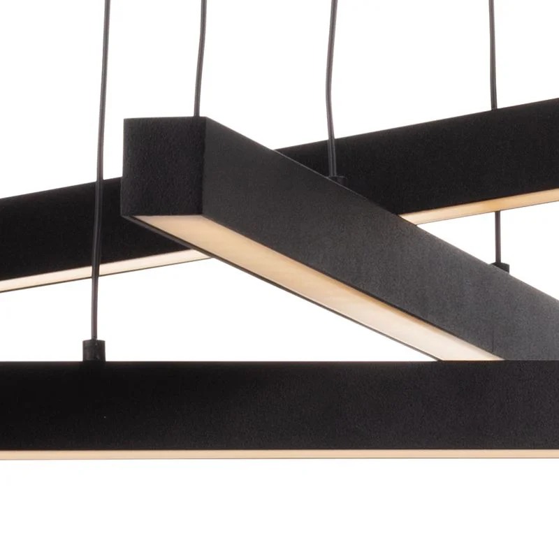 Lustre pendente Fit Linear preto moderno, ideal para área gourmet, quartos, sala de estar e jantar